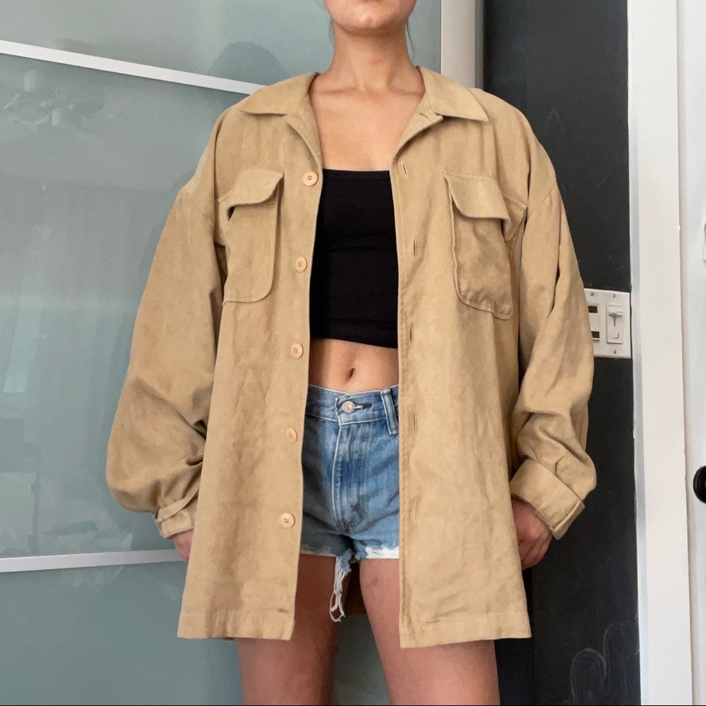 Suede Button Down Jacket - image 2